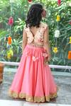 Shop_The Plum Bum_Peach Satin, Chiffon, Net Sequins, Embroidery, Fabric Scallop Lehenga Set _at_Aza_Fashions