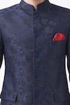 Shop Manish Nagdeo Blue Viscose, Silk Embroidery Flower Bloom Pattern Bandhgala With Trouser Online at Aza Fashions Shop_Manish Nagdeo_Blue Viscose, Silk Embroidery Flower Bloom Pattern Bandhgala With Trouser_Online_at_Aza_Fashions