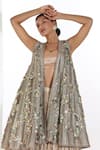 Buy_Etasha by Asha Jain_Pink Lehenga Metallic Tissue Embellished Floral Jacket Open Set _Online_at_Aza_Fashions