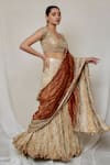 Etasha by Asha Jain_Pink Palazzo And Dupatta Metallic Tissue Draped Saree With Blouse _at_Aza_Fashions