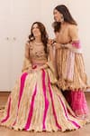 Shop_Etasha by Asha Jain_Fuchsia Blouse Crochet Embroidery Gota Metallic Textured Pattern Lehenga Set _at_Aza_Fashions