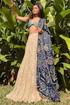 Shop_Etasha by Asha Jain_Pink Lehenga And Blouse Metallic Tissue Textured Sweetheart Neck Set _at_Aza_Fashions