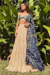 Etasha by Asha Jain_Pink Lehenga And Blouse Metallic Tissue Textured Sweetheart Neck Set _Online_at_Aza_Fashions