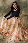 Buy_Etasha by Asha Jain_Gold Lehenga Metallic Tissue Stripe Round Textured With Blouse _at_Aza_Fashions