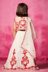 Shop_Neha Gursahani_Ivory Organza Embroidery Velvet Patchwork Floral Lehenga Set _at_Aza_Fashions