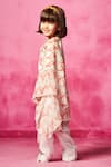 Neha Gursahani_White Kurta Satin Linen Printed Mughal Kaftan And Pant Set _at_Aza_Fashions