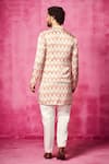 Shop_Neha Gursahani_Ivory Satin Linen Printed Abstract Nehru Jacket With Kurta Set _at_Aza_Fashions