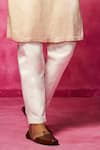 Neha Gursahani_Beige Satin Linen Embroidered Thread Crest Kurta And Pant Set _Online_at_Aza_Fashions