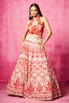 Buy_Neha Gursahani_Ivory Lehenga Organza Embroidered Velvet Patchwork Halter Crop Top And Set _at_Aza_Fashions