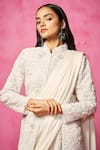 Buy_Neha Gursahani_Ivory Pre-draped Pant Saree With Embroidered Jacket_Online_at_Aza_Fashions