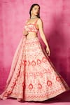 Buy_Neha Gursahani_Pink Organza Embroidered Velvet Patchwork Sweetheart Blouse Bridal Lehenga Set _at_Aza_Fashions