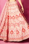 Neha Gursahani_Pink Organza Embroidered Velvet Patchwork Sweetheart Blouse Bridal Lehenga Set _Online_at_Aza_Fashions