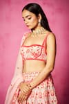 Buy_Neha Gursahani_Pink Organza Embroidered Velvet Patchwork Sweetheart Blouse Bridal Lehenga Set _Online_at_Aza_Fashions