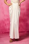 Neha Gursahani_Off White Bodysuit Organza And Lycra Embroidered & Pre-draped Skirt Set _Online_at_Aza_Fashions
