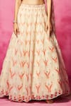 Buy_Neha Gursahani_Ivory Georgette Printed Abstract V Neck Blouse Lehenga Set _Online_at_Aza_Fashions