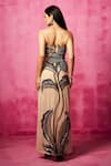 Shop_Neha Gursahani_Beige Tulle Embroidered Floral Tube Neck Gown _at_Aza_Fashions