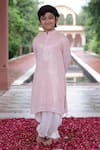 Buy_Panchhi By Kanupriya Tibrewala_Pink Georgette, Cotton Satin Sequins Embellished Kurta With Dhoti Pant _at_Aza_Fashions