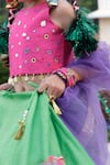 Buy_Panchhi by Kanupriya Tibrewala_Pink Blouse Silk Blend Embroidery Baraat Mirror Lehenga Set _Online_at_Aza_Fashions