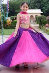 Buy_Panchhi by Kanupriya Tibrewala_Pink Blouse Silk Blend Embroidery Forest Life Mirror Lehenga Set _at_Aza_Fashions