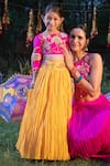 Shop_Panchhi by Kanupriya Tibrewala_Orange Blouse Silk Blend Hand Embroidery Sher Bagh With Lehenga _at_Aza_Fashions