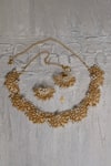 Shop_Totapari_Gold Plated Pearls Embellished Lotus Mist Necklace Set _at_Aza_Fashions
