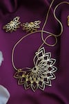Buy_Totapari_Gold Plated Embellished Floral Pendant Necklace Set _Online_at_Aza_Fashions