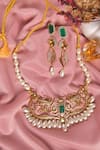 Buy_Totapari_Green Pearls, Stones Embellished Royal Rendition Necklace Set _at_Aza_Fashions