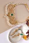 Totapari_Green Pearls, Stones Embellished Royal Rendition Necklace Set _Online_at_Aza_Fashions