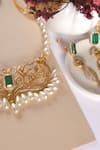 Buy_Totapari_Green Pearls, Stones Embellished Royal Rendition Necklace Set _Online_at_Aza_Fashions