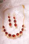Buy_Totapari_Red Hydro Rubies Embellished Lakshmi Ruby Necklace Set _at_Aza_Fashions