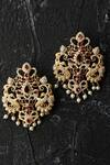 Shop_Totapari_Gold Plated Pearls, Zari, Diamonds Zircon Embellished Earrings _at_Aza_Fashions