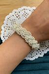 Buy_Totapari_White Pearls, Zari Braided Bracelet _at_Aza_Fashions
