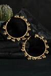 Shop_Totapari_Gold Plated Pearl Embellished And Carved Work Raindrop Hoops_at_Aza_Fashions