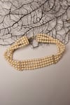 Buy_Totapari_Cream Zircon Beautiful World Pearl Three Layer Choker _at_Aza_Fashions
