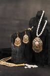Shop_Totapari_Gold Plated Stones Mandakini Enamelled Pendant Pearl Necklace Set _at_Aza_Fashions