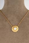 Shop_Totapari_Gold Plated Pearls Luminous Textured Round Pendant Necklace Set _at_Aza_Fashions