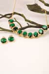 Buy_Totapari_Gold Plated Zari, Diamonds Hydro Emerald Studded Necklace Set _at_Aza_Fashions
