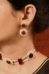 Totapari_Red Pearls, Zari Royalty Hydro Ruby Studded Choker Set _Online_at_Aza_Fashions