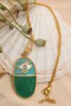 Buy_Totapari_Green Evil Eye Carved Pendant Necklace _at_Aza_Fashions