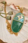 Shop_Totapari_Green Evil Eye Carved Pendant Necklace _at_Aza_Fashions