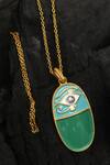 Totapari_Green Evil Eye Carved Pendant Necklace _Online_at_Aza_Fashions