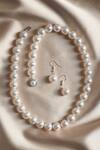 Buy_Totapari_White Embellished Empress Pearl Necklace Set _at_Aza_Fashions