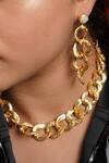 Shop_Totapari_Gold Plated Stone Rings Of Love Chunky Chain Necklace Set _at_Aza_Fashions