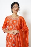 Shop_Kameez_Orange Kurta Chanderi Embroidery Gota Bloom Round Sharara Set _Online_at_Aza_Fashions