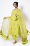 Kameez_Yellow Kurta Chanderi Embroidery Gota Blossom Round Salwar Set _Online_at_Aza_Fashions