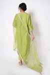 Shop_Kameez_Green Chanderi, Cotton, Organza Gota Patti Round Floral Work Kurta Pant Set _at_Aza_Fashions