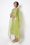 Kameez_Green Chanderi, Cotton, Organza Gota Patti Round Floral Work Kurta Pant Set _Online_at_Aza_Fashions