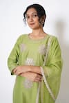 Buy_Kameez_Green Chanderi, Cotton, Organza Gota Patti Round Floral Work Kurta Pant Set _Online_at_Aza_Fashions