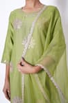 Shop_Kameez_Green Chanderi, Cotton, Organza Gota Patti Round Floral Work Kurta Pant Set _Online_at_Aza_Fashions