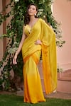 Buy_Ohaila Khan_Yellow Chiffon Embroidered Bead V Viha Pre-draped Saree With Blouse  _at_Aza_Fashions